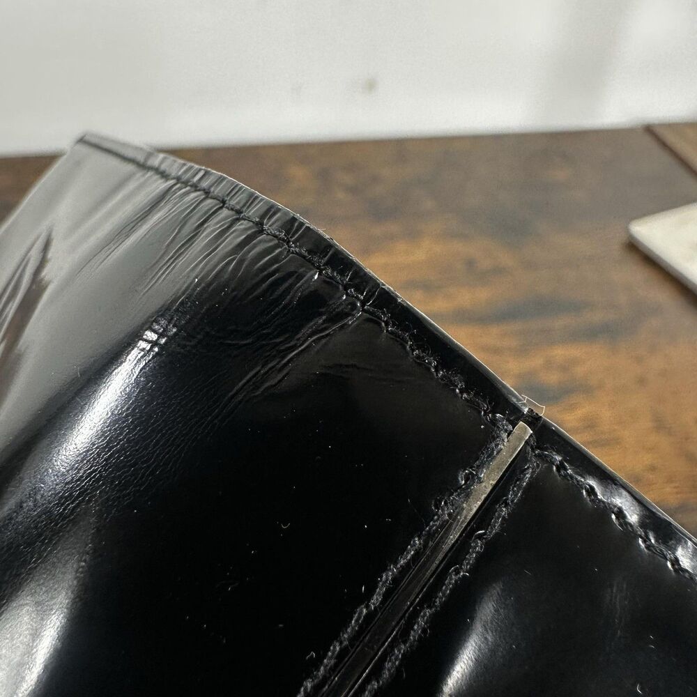 Dior Homme Long Wallet Mens One Size Black Patent Leather Bifold Checkbook Italy - Picture 7 of 16